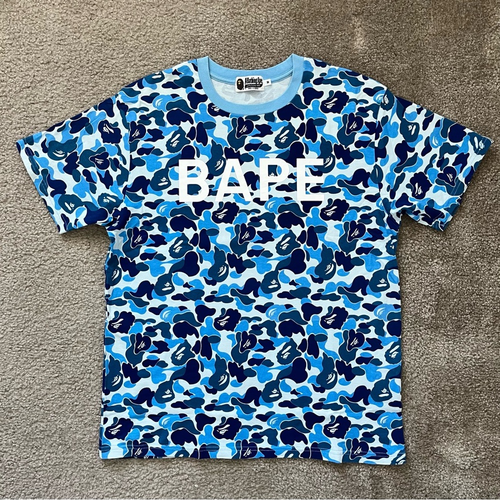 Bape Blue and White Camo Short Sleeve Tee